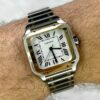 2020 CARTIER SANTOS TWO TONE MEDIUM WHITE DIAL W2SA0007