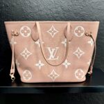LOUIS VUITTON NEVERFULL MM MONOGRAM EMPREINTE LEATHER PINK W/ POCHETTE