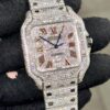 CARTIER SANTOS LARGE ICED OUT BUST DOWN FLOWER SET