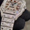 CARTIER SANTOS LARGE ICED OUT BUST DOWN FLOWER SET