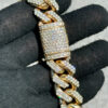10K YELLOW GOLD 180.5G DIAMOND CUBAN LINK 8.25" 18MM 15CTW NATURAL 3 POINTER DIAMONDS