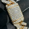 10K YELLOW GOLD 180.5G DIAMOND CUBAN LINK 8.25" 18MM 15CTW NATURAL 3 POINTER DIAMONDS