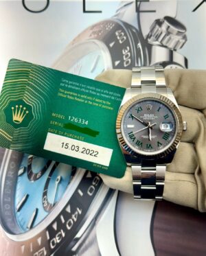 2022 Rolex Datejust 41 Wimbledon Steel Oyster Bracelet 126334