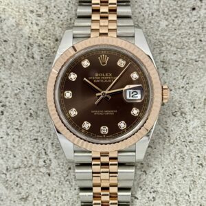 2023 ROLEX DATEJUST 41 TWO TONE ROSE GOLD CHOCOLATE DIAMOND DIAL JUBILEE 126331