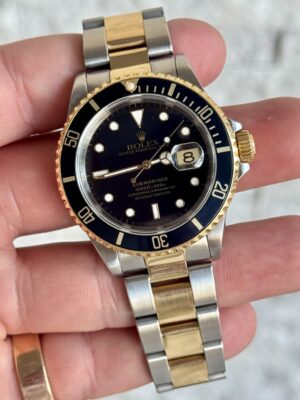 ROLEX SUBMARINER TWO TONE BLACK DIAL 16613LN