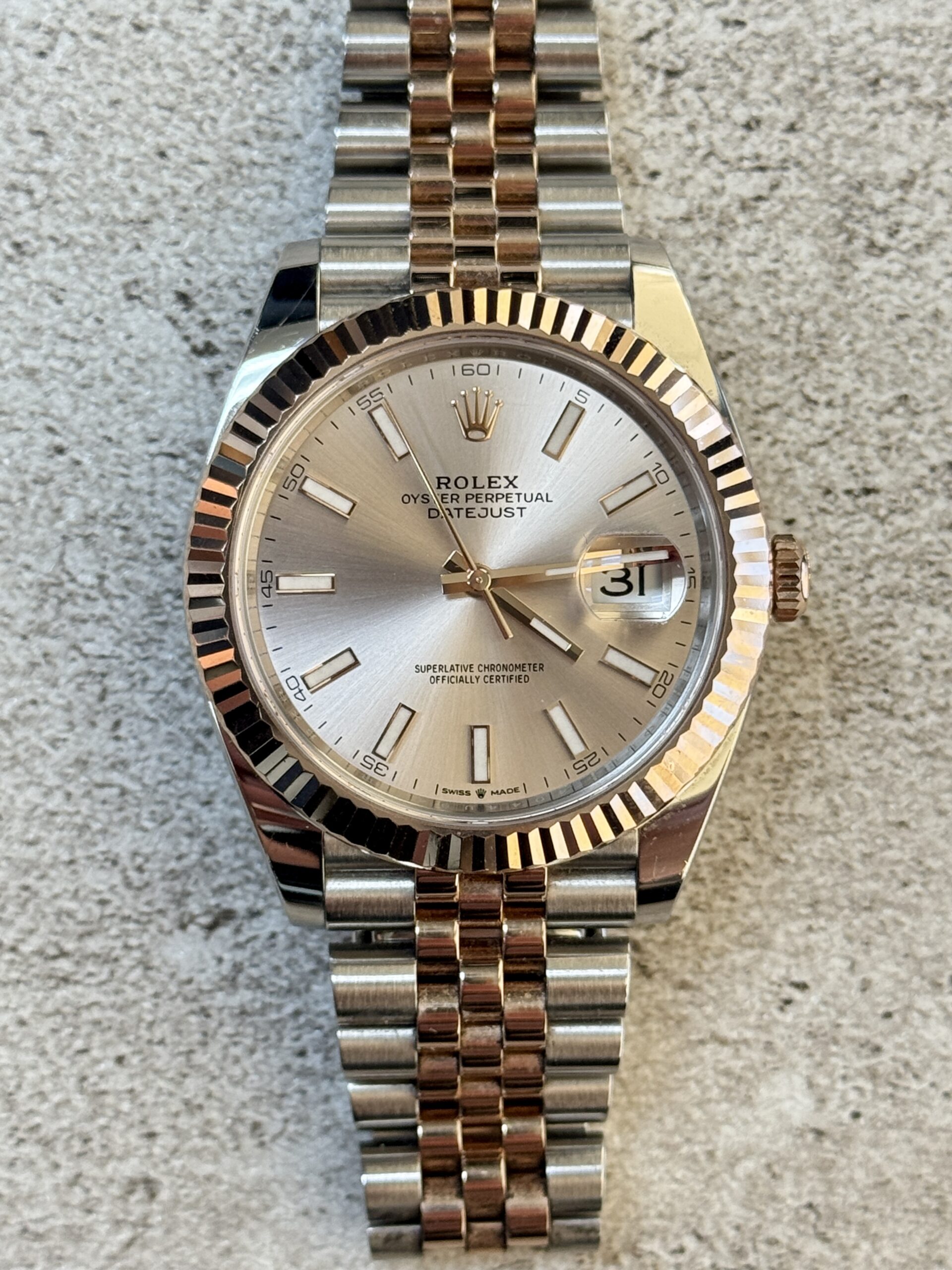 2023 ROLEX DATEJUST 41 TWO TONE ROSE GOLD SUNDUST DIAL JUBILEE 126331