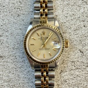 ROLEX LADIES DATEJUST 26 CHAMPAGNE TAPESTRY DIAL 69173