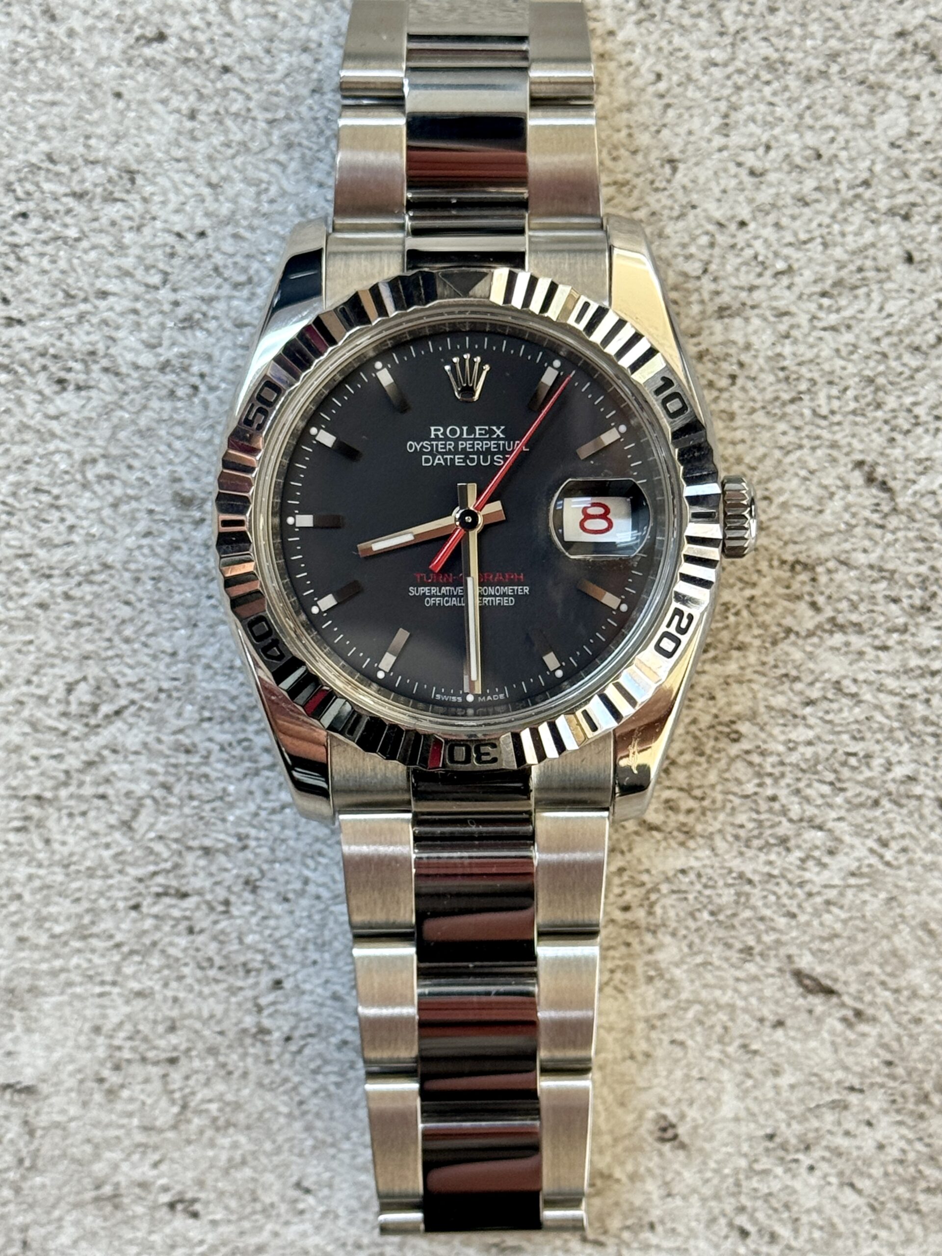 2013 ROLEX DATEJUST 36 TURN-O-GRAPH GREY DIAL 116264